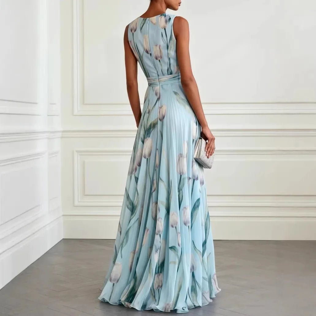 Tulira - Floor-Length Floral Dress For Woman