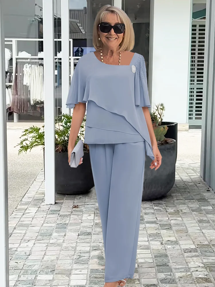 Two-Piece Set for Women – Layered Top & Straight Leg Pants | Comfortable Fabric & Stylish Design 0