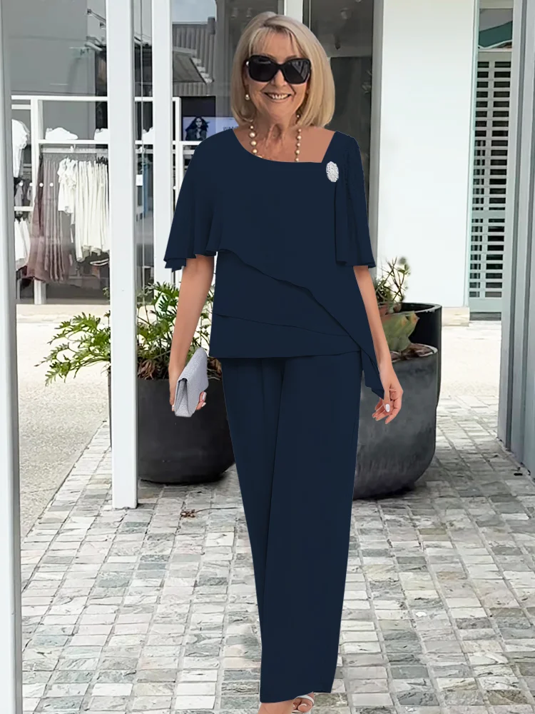 Two-Piece Set for Women – Layered Top & Straight Leg Pants | Comfortable Fabric & Stylish Design 1