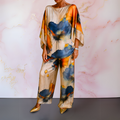 Two-Piece Set for Women – Printed Top & Wide Leg Pants | Loose Fit Loungewear 0