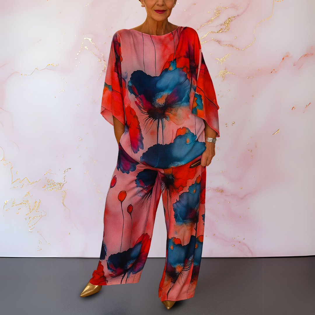 Two-Piece Set for Women – Printed Top & Wide Leg Pants | Loose Fit Loungewear 5