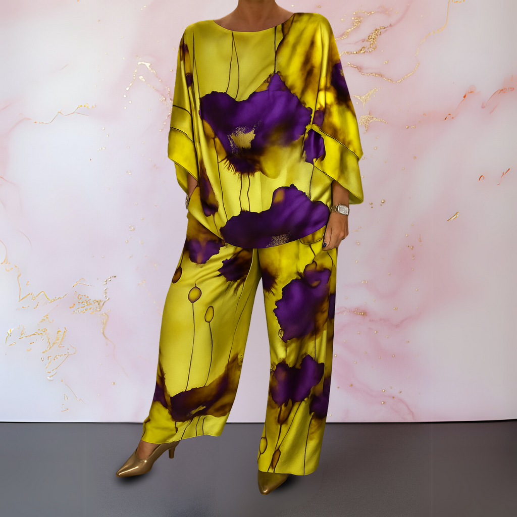 Two-Piece Set for Women – Printed Top & Wide Leg Pants | Loose Fit Loungewear 6