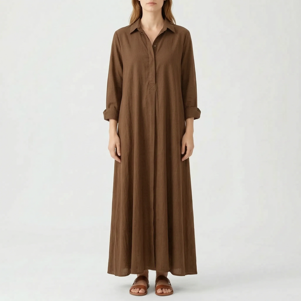 Vellora - Long Sleeve Maxi Dress For Woman