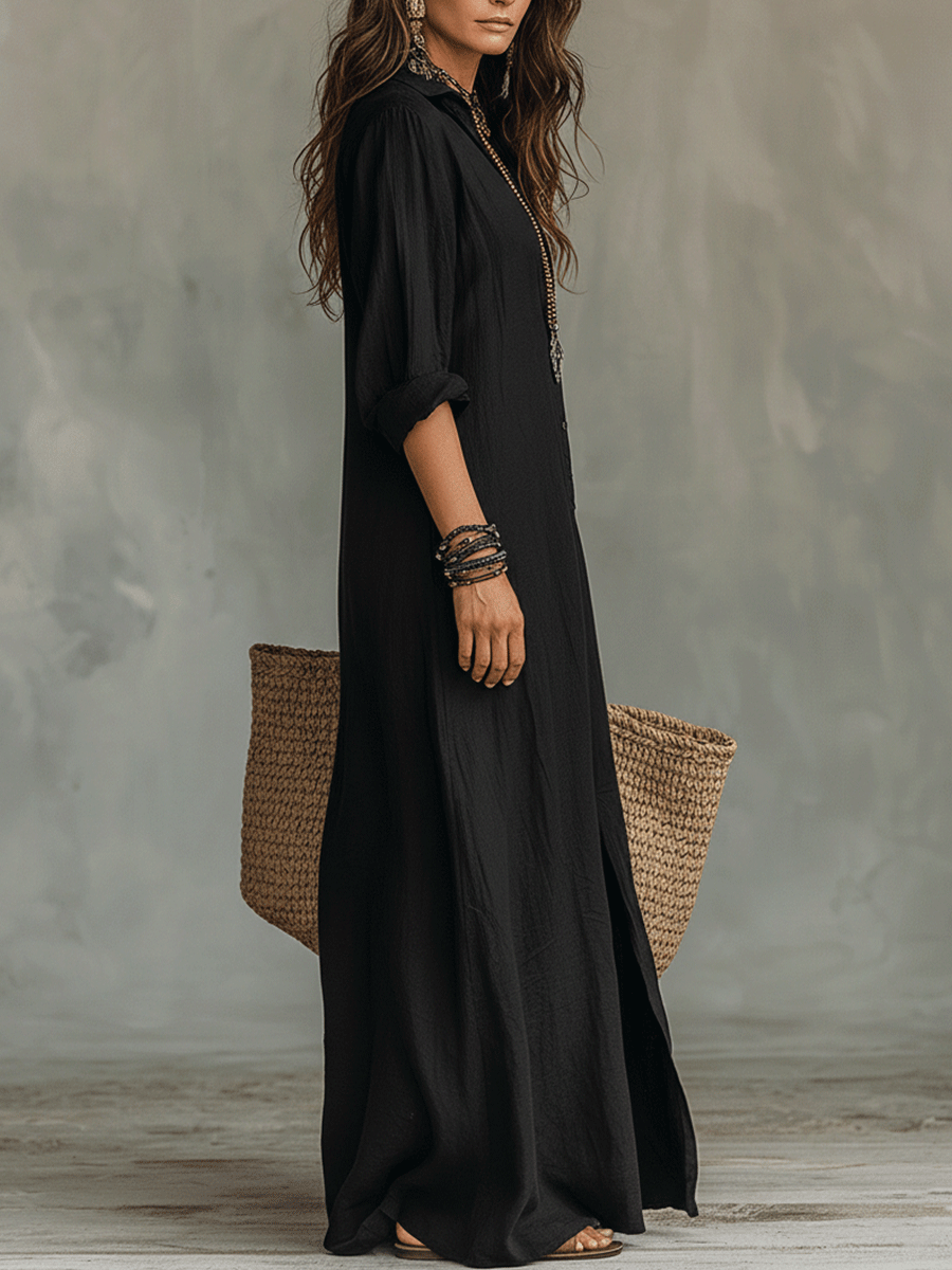 Vellora - Long Sleeve Maxi Dress For Woman
