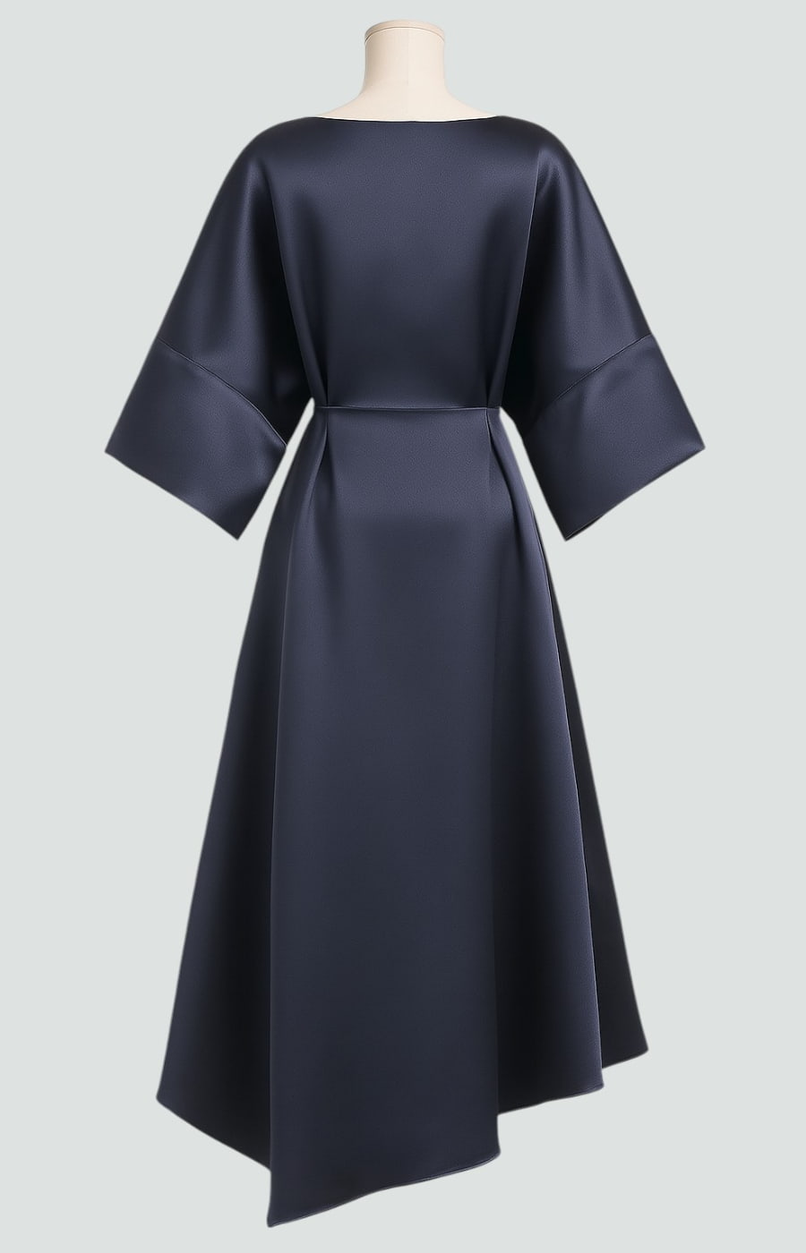 White Midi Dress for Women – Draped Waist with Brooch Detail | Wide Sleeves 7