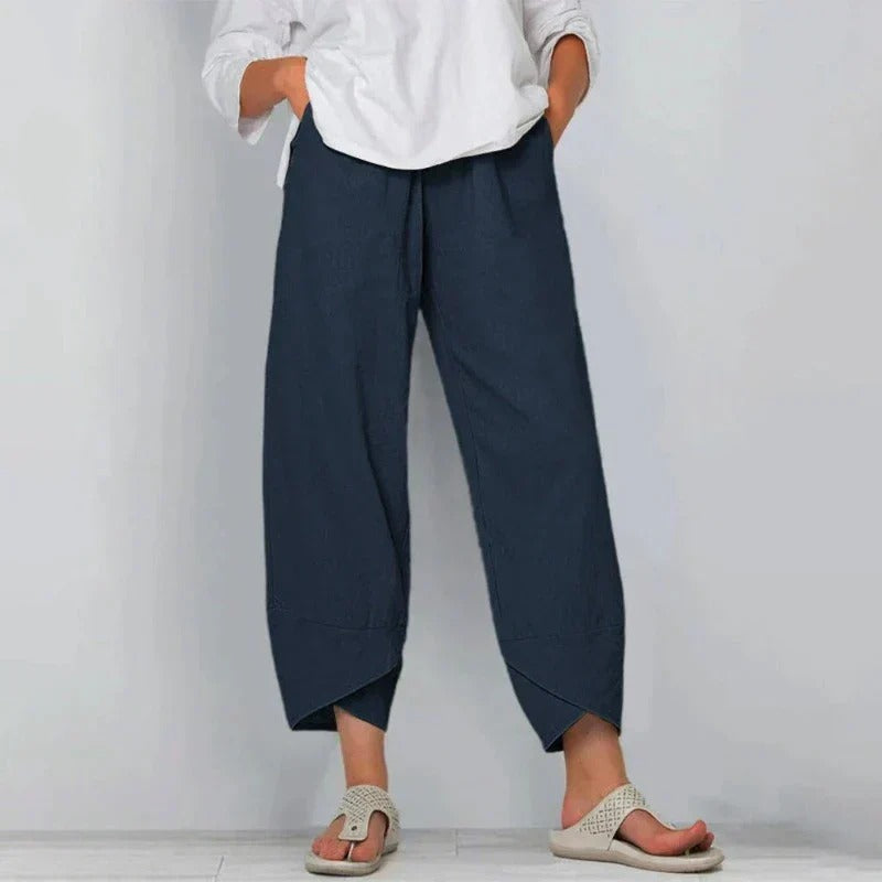 Wide Leg Pants for Women – Cropped Style | Clean Waistband & Angled Hem 1