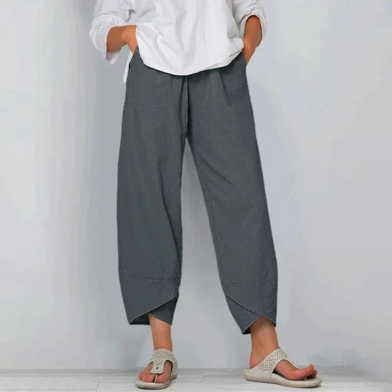 Wide Leg Pants for Women – Cropped Style | Clean Waistband & Angled Hem 4