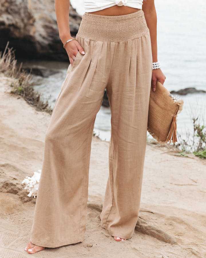 Wide Leg Pants for Women – Elastic Waist Full-Length | Side Pockets &amp; Relaxed Fit 0