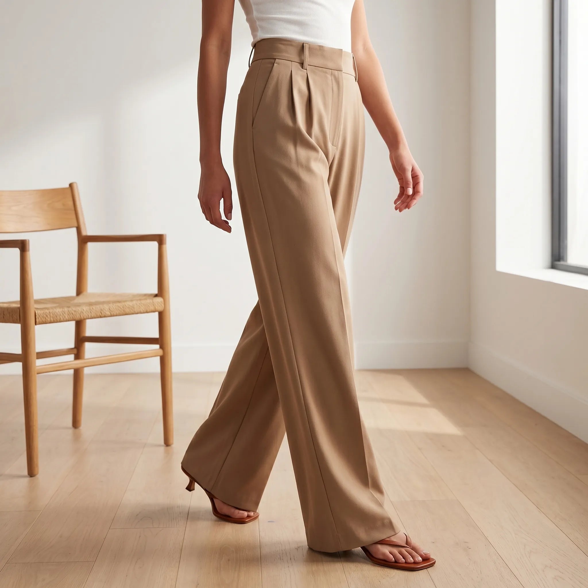 Wide Leg Pants for Women – High Waist Flared Cut | Elegant Pleats & Fluid Fit 2