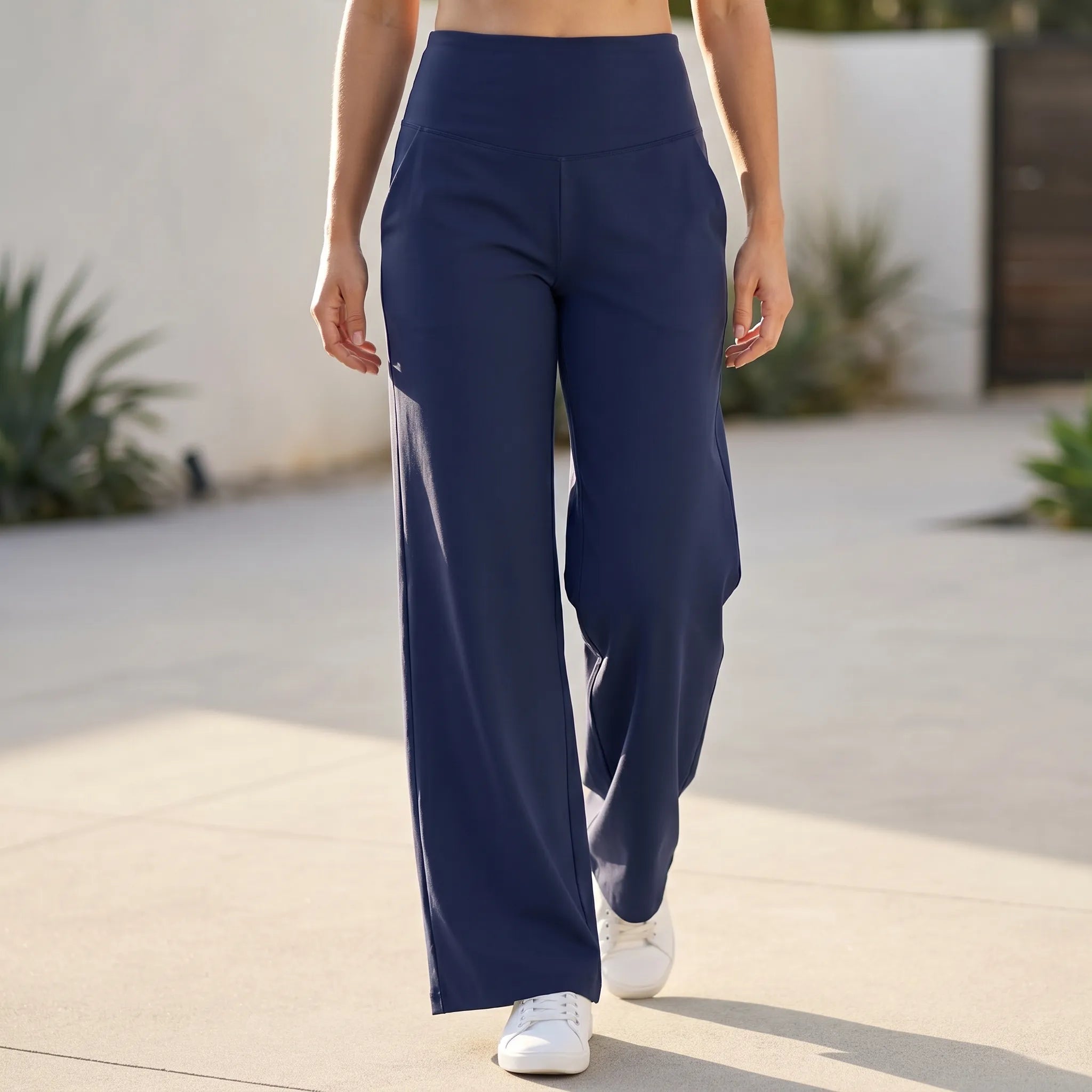 Wide Leg Pants for Women – High Waist Flared | Fluid Fabric & Pockets 2