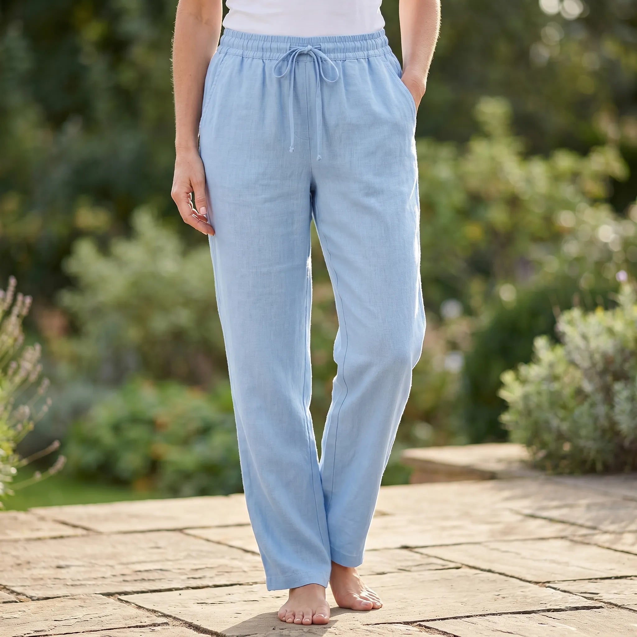 Wide Leg Pants for Women – Loose Fit with Drawstring | Breathable Fabric & Side Pockets 2