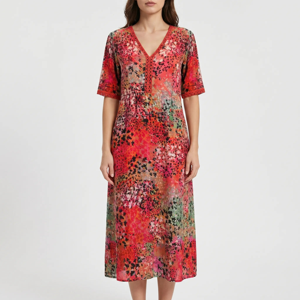 Women's Dress – Flowing Midi Cut Bohemian Print | Lightweight & Breathable 1