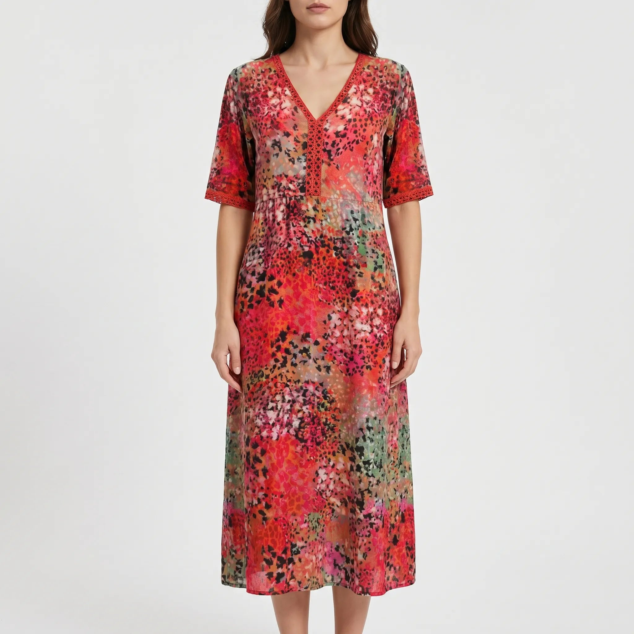 Women's Dress – Flowing Midi Cut Bohemian Print | Lightweight & Breathable 1