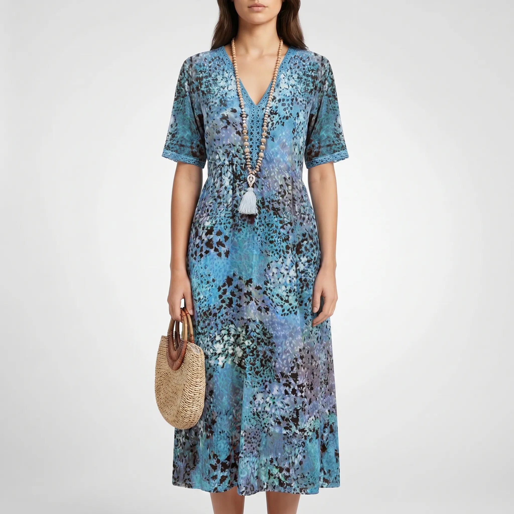 Women's Dress – Flowing Midi Cut Bohemian Print | Lightweight & Breathable 5