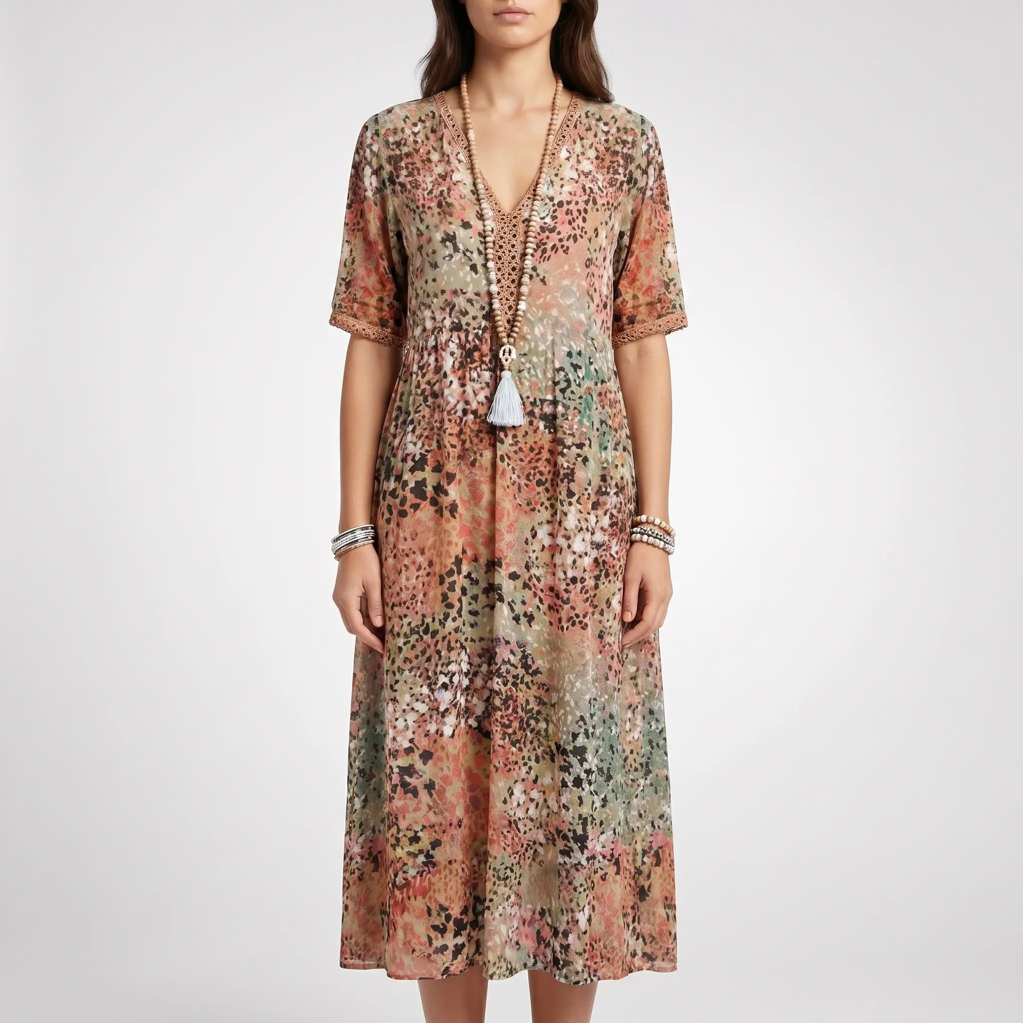 Women's Dress – Flowing Midi Cut Bohemian Print | Lightweight & Breathable 8