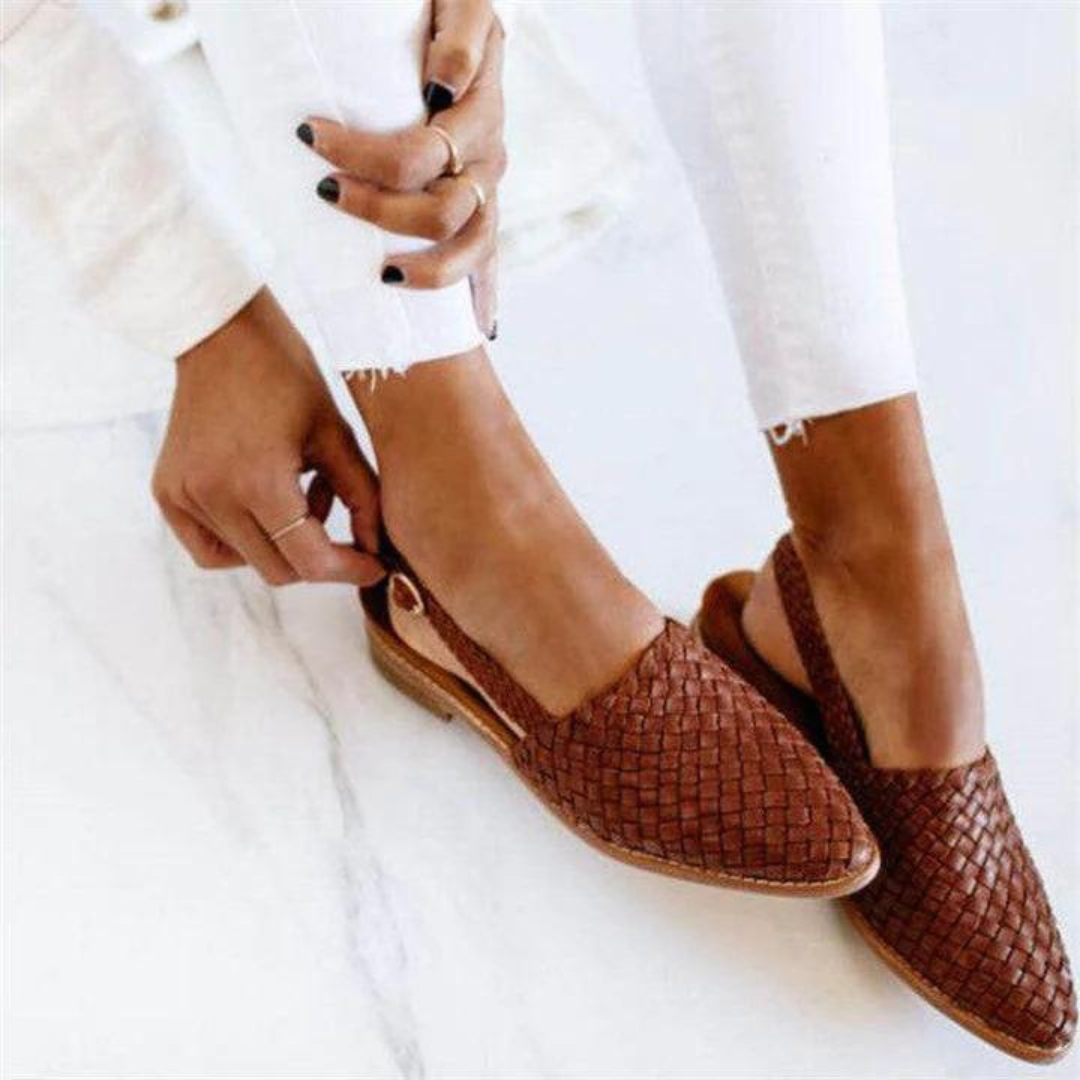 Women's Loafers – Woven Slingback | Closed Toe Flat Sole Design 0