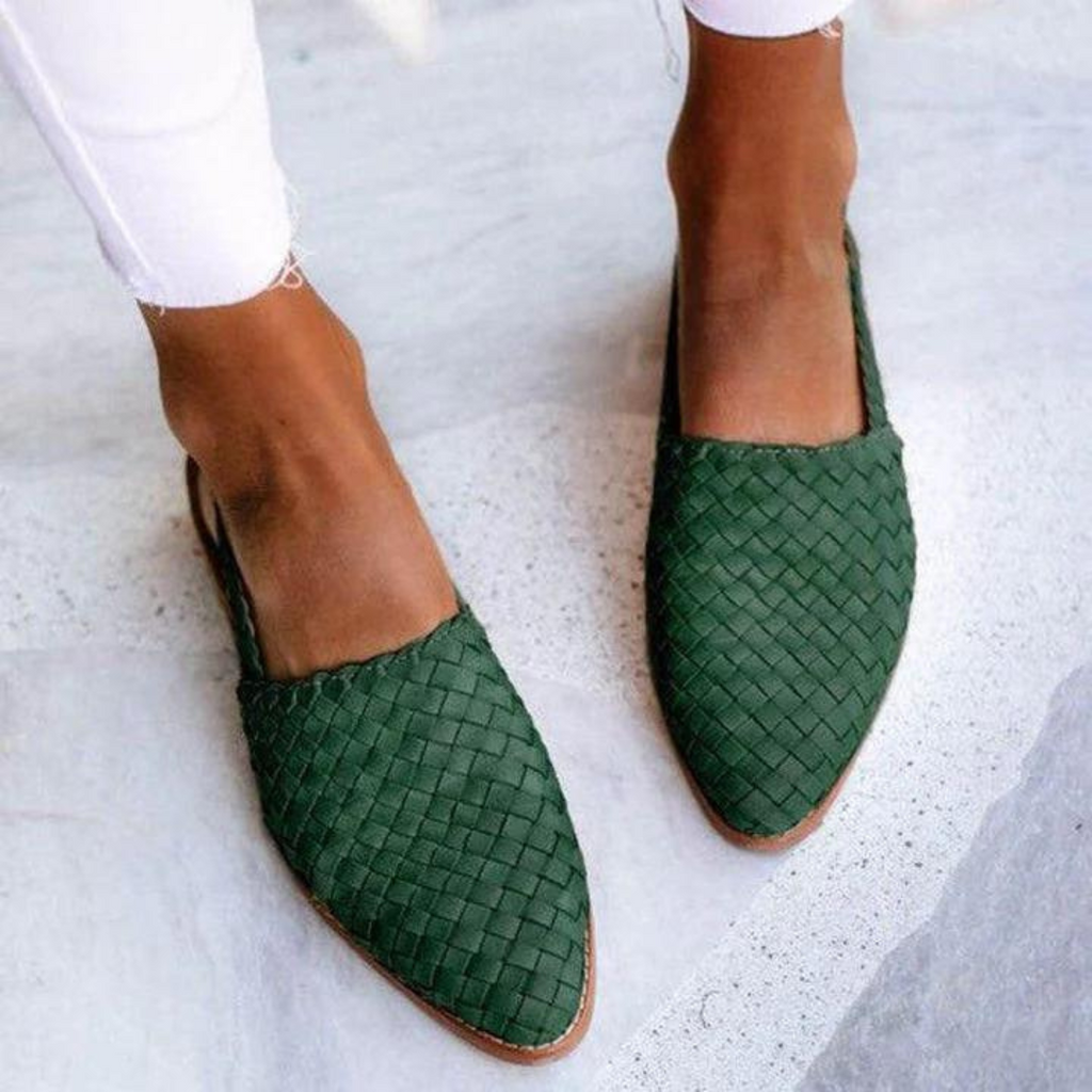 Women's Loafers – Woven Slingback | Closed Toe Flat Sole Design 1