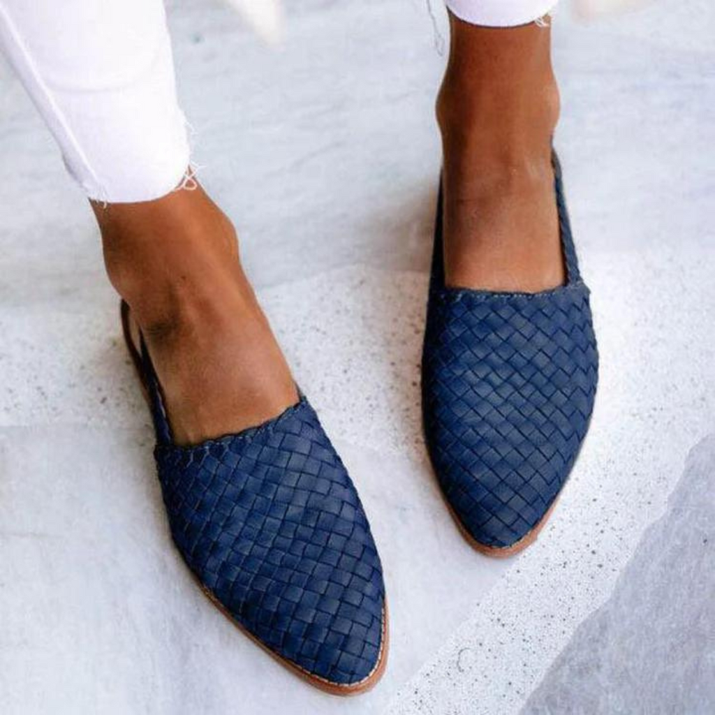 Women's Loafers – Woven Slingback | Closed Toe Flat Sole Design 3