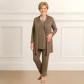 Women's Outfit Set – Three-Piece Matching Set | Long Sleeve Top & Open Cardigan 0