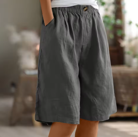 Women's Shorts – Loose Fit Above Knee | Elastic Waist & Side Pockets 1