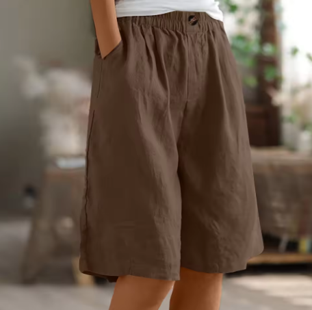 Women's Shorts – Loose Fit Above Knee | Elastic Waist & Side Pockets 12
