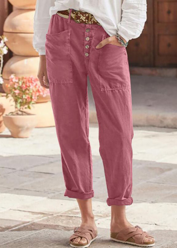 Women's Trousers – Button Front Tapered Leg | Ankle Length & Utility Pockets 1