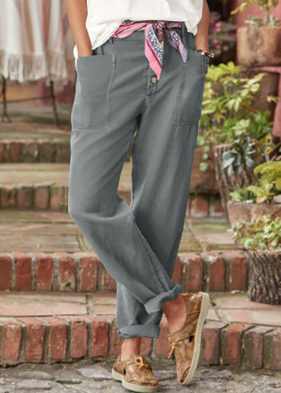 Women's Trousers – Button Front Tapered Leg | Ankle Length & Utility Pockets 2