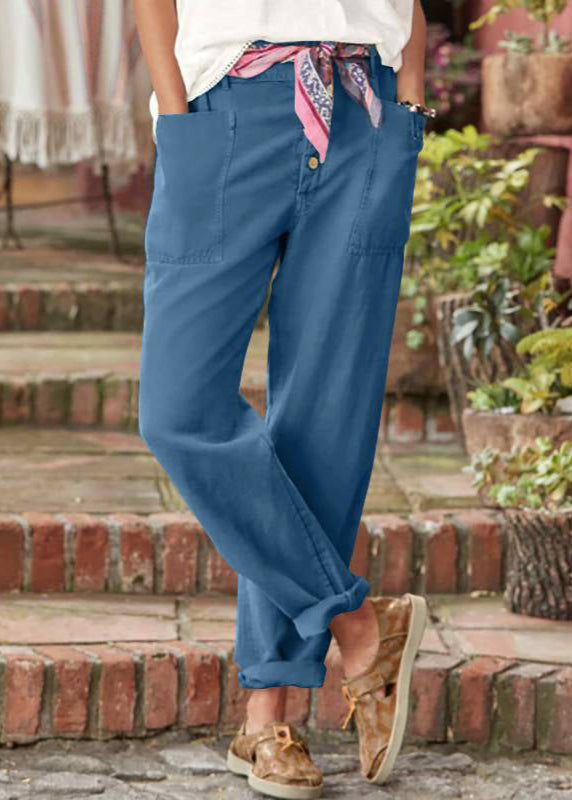 Women's Trousers – Button Front Tapered Leg | Ankle Length & Utility Pockets 3