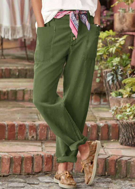 Women's Trousers – Button Front Tapered Leg | Ankle Length & Utility Pockets 4