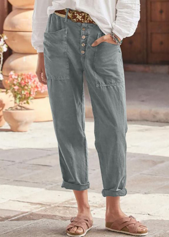 Women's Trousers – Button Front Tapered Leg | Ankle Length & Utility Pockets 7