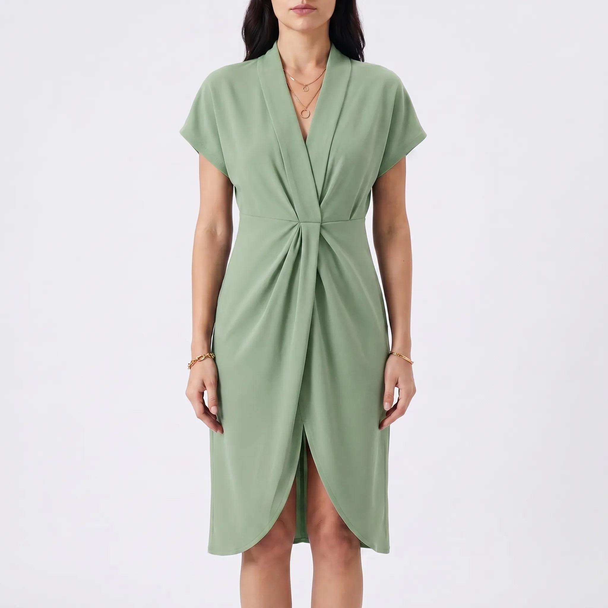 Womens Dress – Flowy Summer Style | Plunging V-Neck & Asymmetrical Slit 9